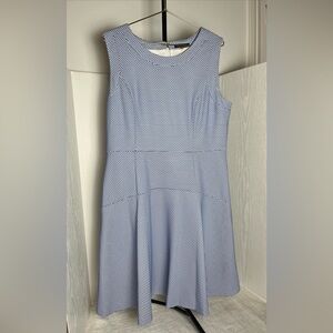 Preppy Tommy Hilfiger A-Line Honeycomb Sleeveless Dress Blue & White Size 14